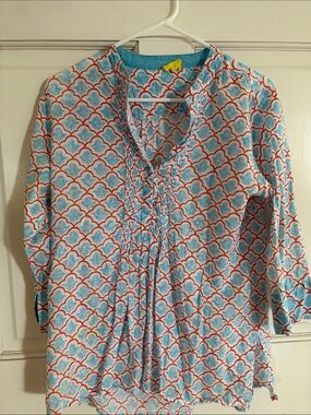 Roller Rabbit Blue and Orange Patterned Tunic